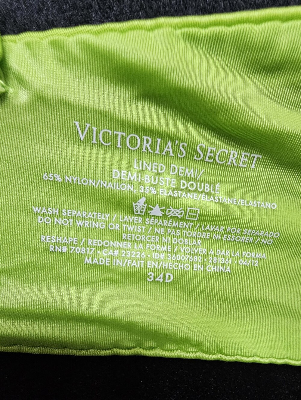 34D Victoria's Secret Neon Lime Sequin Push-Up Bra - Picture 5 of 14